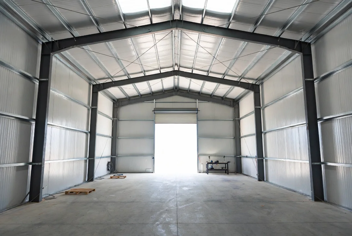 Interior de bodega de acero prefabricada SQ Tech Hermosillo Sonora