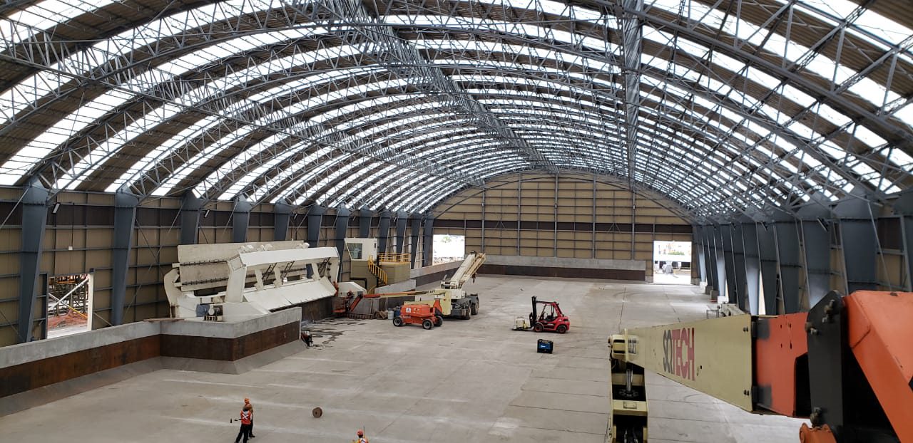 Interior del Almacén de Concentrado de Cobre con estructura metálica SQ Tech en Cananea